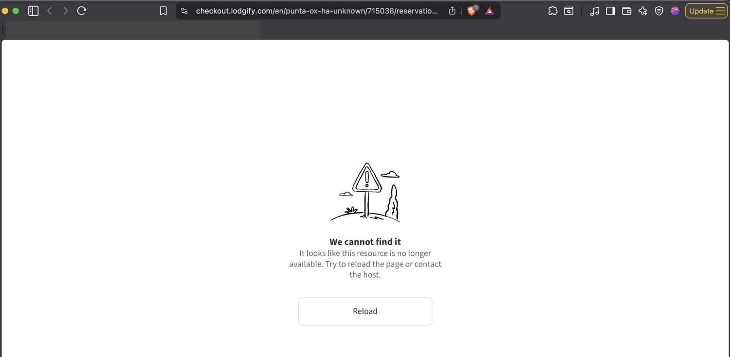 Lodgify checkout error: We cannot find it